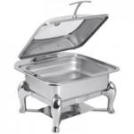 Spring USA Reflection 2/3 Size Square Stainless Steel Induction Chafer with Glass Lid 2174-6