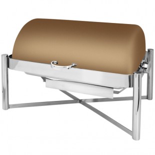 Eastern Tabletop 3124RZ Pillar'd 8 Qt. Rectangular Bronze Coated Stainless Steel Roll Top Chafer