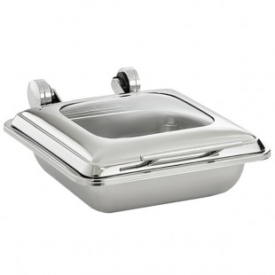 Vollrath 4644020 Mirage® 5.6 Qt. 2/3 Size Square Induction Chafer with Glass Top and 2/3 Size, 2.5