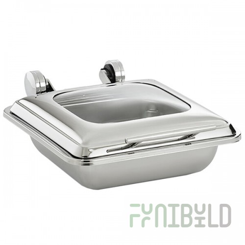 Vollrath 4644020 Mirage® 5.6 Qt. 2/3 Size Square Induction Chafer with Glass Top and 2/3 Size, 2.5