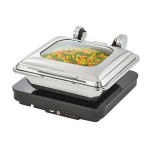 Vollrath 4644020 Mirage® 5.6 Qt. 2/3 Size Square Induction Chafer with Glass Top and 2/3 Size, 2.5