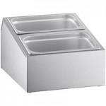 ServSense Large Stainless Steel Hotel Pan Organizer Set with (4) 1/6 Size Pans and (2) Flatware Cylinders
