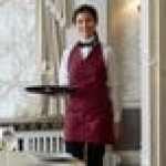 Choice Burgundy Poly-Cotton Adjustable Tuxedo Apron with 2 Pockets - 32