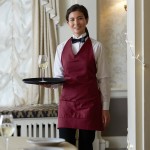 Choice Burgundy Poly-Cotton Adjustable Tuxedo Apron with 2 Pockets - 32