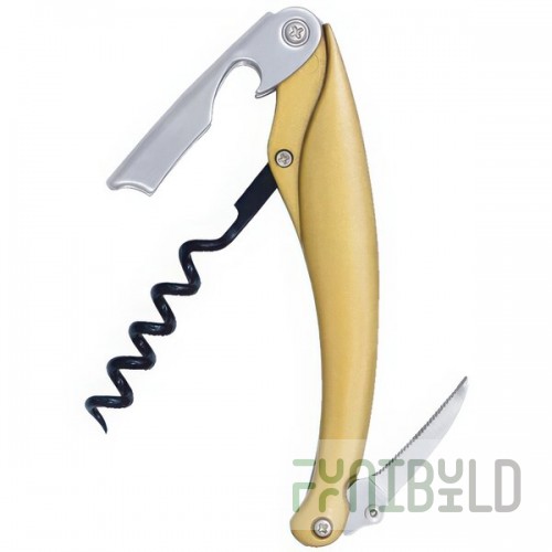 Franmara Dauphine Waiter's Corkscrew with Anodized Gold Metal Alloy Handle 3198-68
