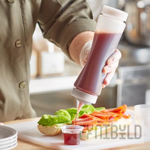 Vollrath Traex® 24 oz. Clear FIFO Squeeze Dispenser with Clear Single Tip Cap and Base Cap