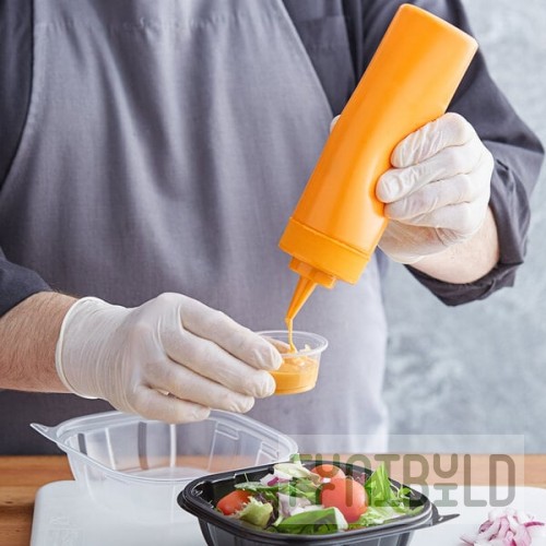 Choice 12 oz. Orange Wide Mouth Squeeze Bottle - 6/Pack