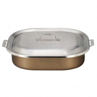Bon Chef 60004CLDTAUPE Cucina 7 Qt. Taupe Stainless Steel Roasting Pan with Lid - 15 Bon Chef 60004CLDTAUPE Cucina 7 Qt. Taupe Stainless Steel Roasting Pan with Lid - 15