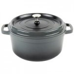 GET Heiss 5 Qt. Gray Enamel Coated Cast Aluminum Roasting Pan with Lid - 12 7/8