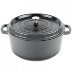 GET Heiss 5 Qt. Gray Enamel Coated Cast Aluminum Roasting Pan with Lid - 12 7/8