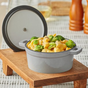 Valor 16 oz. Slate Gray Enameled Mini Cast Iron Pot with Cover