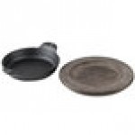 Lodge 14 oz. Pre-Seasoned Heat-Treated Mini Cast Iron Round Casserole Dish with Walnut Wood Underliner