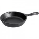 Lodge 14 oz. Pre-Seasoned Heat-Treated Mini Cast Iron Round Casserole Dish with Walnut Wood Underliner