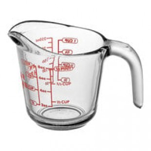 Anchor Hocking 94793AHG18 1 Cup (8 oz.) Triple Pour Spout Glass Measuring Cup with Lid