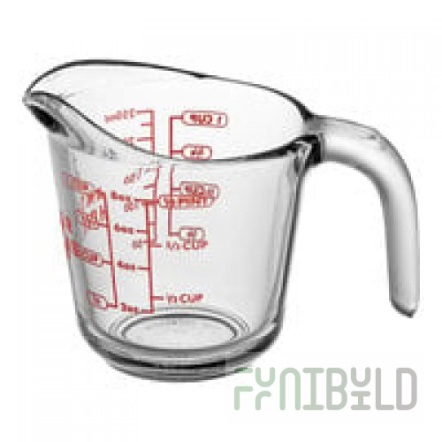 Anchor Hocking 94793AHG18 1 Cup (8 oz.) Triple Pour Spout Glass Measuring Cup with Lid