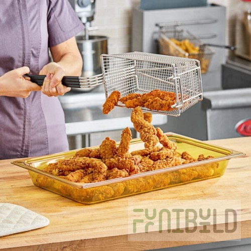 Carlisle 10400B13 StorPlus Full Size Amber High Heat Plastic Food Pan - 2 1/2