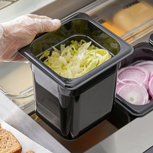 Vigor 1/6 Size Black Polycarbonate Food Pan - 6 Vigor 1/6 Size Black Polycarbonate Food Pan - 6