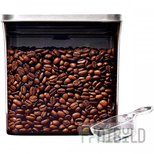 OXO 1.7 Qt. Clear Rectangular Plastic Coffee/Food Container w/POP Lid and Scoop