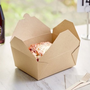 Choice Kraft Microwavable Folded Paper #4 Take-Out Customizable Container 7 3/4