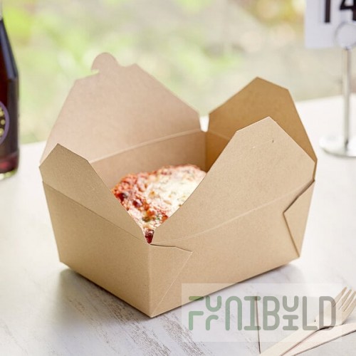 Choice Kraft Microwavable Folded Paper #4 Take-Out Customizable Container 7 3/4