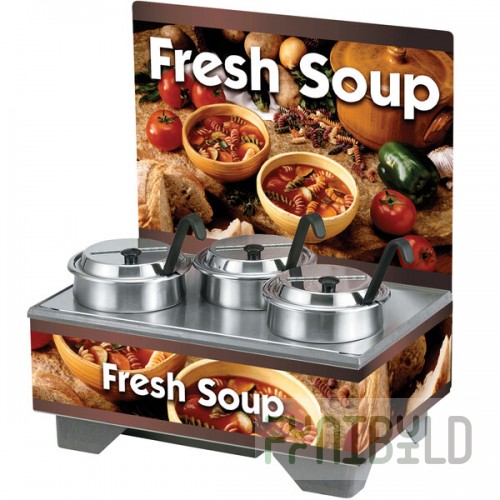 Vollrath 720201103 Country Kitchen Soup Merchandiser Base with Menu Board and 4 Qt. Accessory Pack - 120V, 1000W