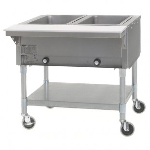 Eagle Group PDHT2-240-3 Two Pan Open Well Portable Electric Hot Food Table with Galvanized Open Base - 240V, 3 Phase