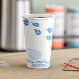 EcoChoice 16 oz. Leaf Print Compostable Paper Hot Cup - 1,000/Case