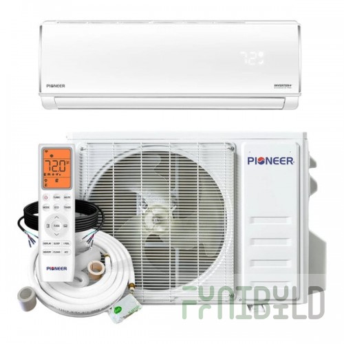 Pioneer Diamante Pro WYT-20 WYT012ALSI20RL High Wall-Mounted Ductless Mini Split AC / Heat Pump System - 20.5 SEER2, 12,000 BTU, 110-120V