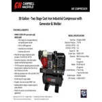 Campbell Hausfeld 30 Gallon 2-Stage Industrial Cast Iron 3-in-1 Air Compressor, Generator, and Welder GR3200