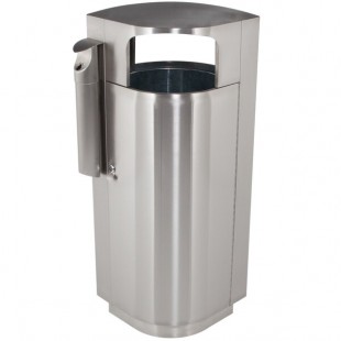 Commercial Zone 78222999 Leafview 20 Gallon Oval Stainless Steel Trash Can with Cigarette Receptacle