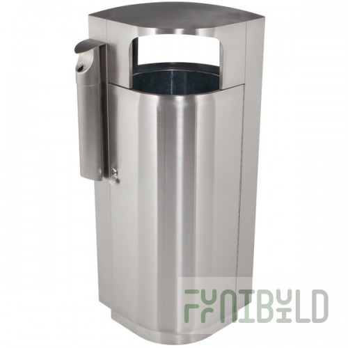 Commercial Zone 78222999 Leafview 20 Gallon Oval Stainless Steel Trash Can with Cigarette Receptacle