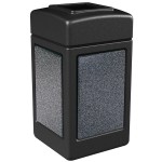Commercial Zone 720313 StoneTec 42 Gallon Black Square Decorative Trash Can with Pepperstone Panels