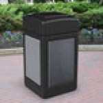 Commercial Zone 720313 StoneTec 42 Gallon Black Square Decorative Trash Can with Pepperstone Panels
