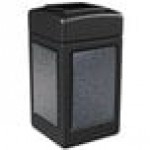 Commercial Zone 720313 StoneTec 42 Gallon Black Square Decorative Trash Can with Pepperstone Panels