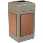 Commercial Zone 720313 StoneTec 42 Gallon Black Square Decorative Trash Can with Pepperstone Panels