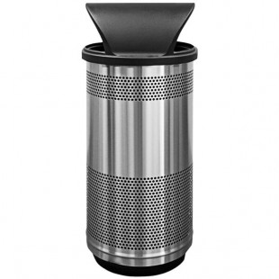 Witt Industries SC35P-01-SS-HT Standard Series 35 Gallon Perforated Stainless Steel Outdoor Trash Can with Hood Top Lid Witt Industries SC35P-01-SS-HT Standard Series 35 Gallon Perforated Stainless Steel Outdoor Trash Can with Hood Top Lid