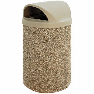 Wausau Tile TF1150 53 Gallon Concrete Round Trash Can with Plastic Dome Lid Wausau Tile TF1150 53 Gallon Concrete Round Trash Can with Plastic Dome Lid