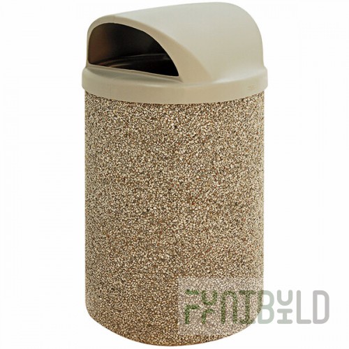 Wausau Tile TF1150 53 Gallon Concrete Round Trash Can with Plastic Dome Lid