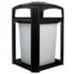 Rubbermaid® FG397001BLA Landmark Series Classic Container Black Square Polycarbonate Dome Top Frame with Ashtray and FG395800 Rigid Plastic Liner 35 Gallon