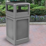 Commercial Zone 73300399 PolyTec 42 Gallon Square Gray Trash Can and Ashtray Dome Lid Set