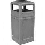 Commercial Zone 73300399 PolyTec 42 Gallon Square Gray Trash Can and Ashtray Dome Lid Set