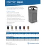 Commercial Zone 73300399 PolyTec 42 Gallon Square Gray Trash Can and Ashtray Dome Lid Set
