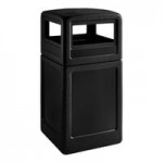 Commercial Zone 73300399 PolyTec 42 Gallon Square Gray Trash Can and Ashtray Dome Lid Set