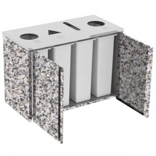 Lakeside 3418GS Stainless Steel Rectangular Refuse (2) / Recycle / Paper Station with Top Access and Gray Sand Laminate Finish - 48 1/2