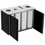Lakeside 3418GS Stainless Steel Rectangular Refuse (2) / Recycle / Paper Station with Top Access and Gray Sand Laminate Finish - 48 1/2 Lakeside 3418GS Stainless Steel Rectangular Refuse (2) / Recycle / Paper Station with Top Access and Gray Sand Laminate Finish - 48 1/2