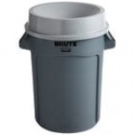 Rubbermaid® BRUTE 32 Gallon Black Round Trash Can and Funnel Top Lid