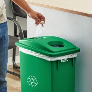 Lavex Green Slim Rectangular Recycling Trash Can Bottle / Can Lid Lavex Green Slim Rectangular Recycling Trash Can Bottle / Can Lid