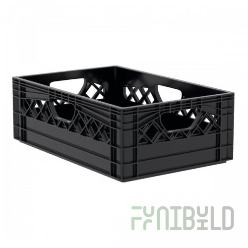 12 Qt. Black Rectangular Milk Crate - 19