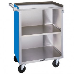 Lakeside 810BL Medium-Duty Stainless Steel Three Shelf Utility Cart With Enclosed Base and Royal Blue Finish - 16 7/8 Lakeside 810BL Medium-Duty Stainless Steel Three Shelf Utility Cart With Enclosed Base and Royal Blue Finish - 16 7/8