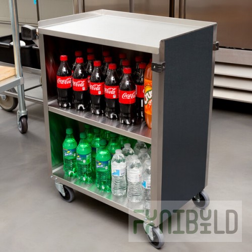 Lakeside 610B 3 Shelf Standard Duty Stainless Steel Utility Cart with Enclosed Base and Black Finish - 16 1/2